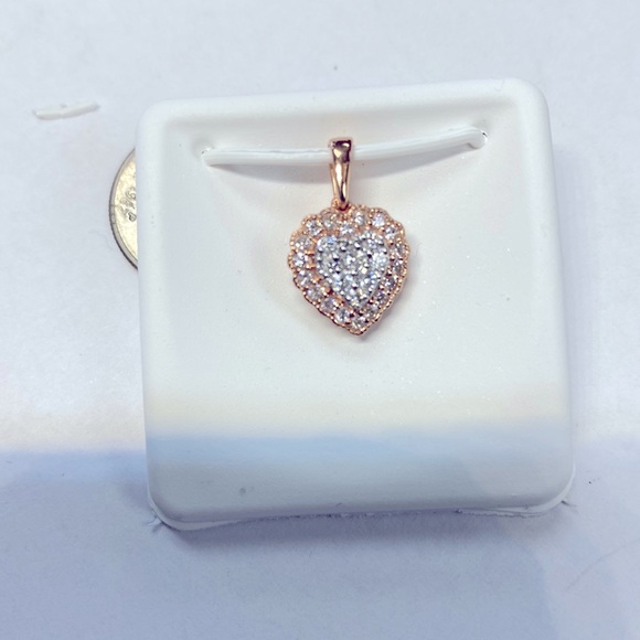 NEW 14K Rose Gold Diamonds Heat Pendant